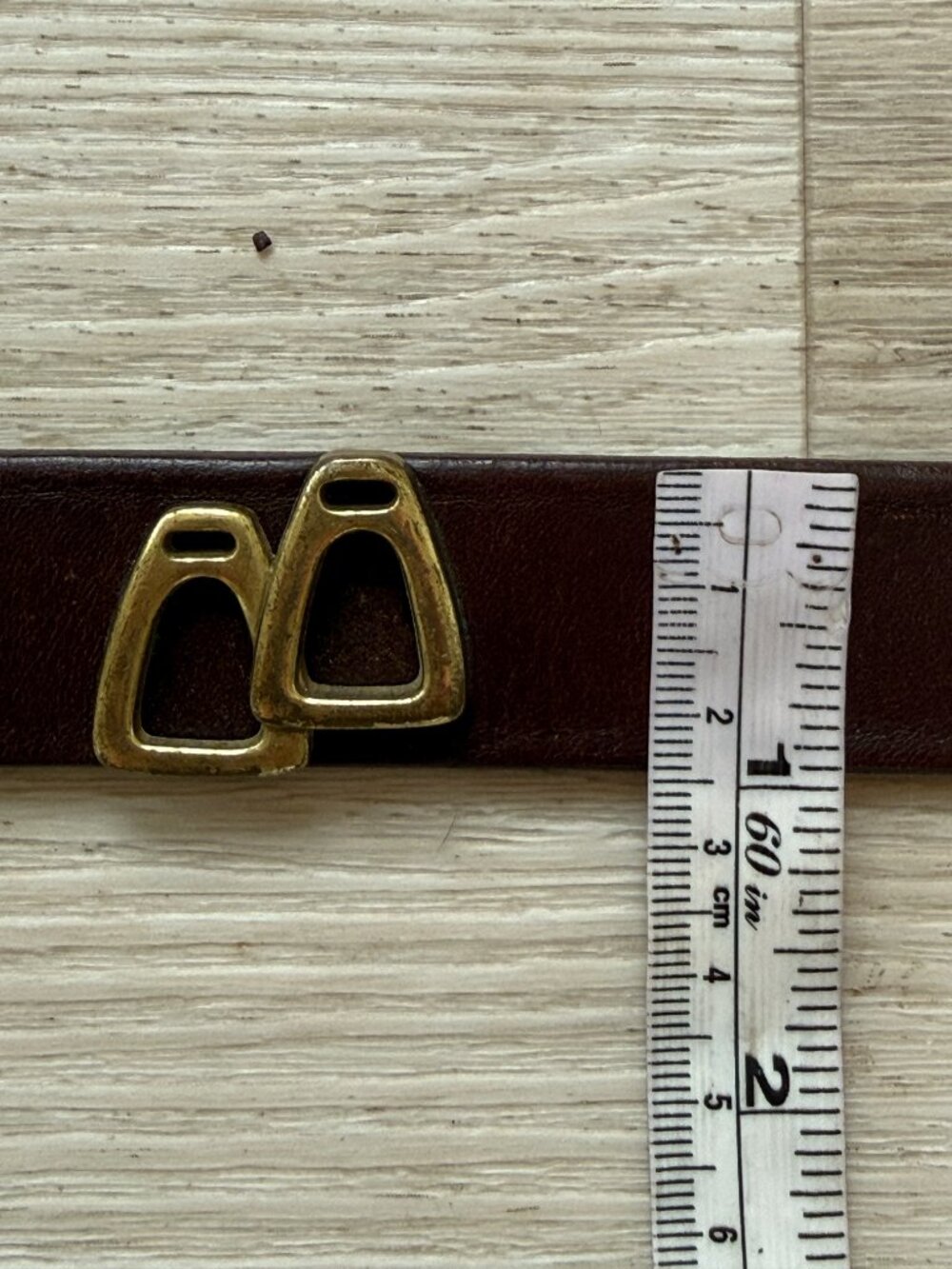 Vintage Brown Leather Belt Gold Western Boho One Inch Width Boho Size 30 - Picture 12 of 13